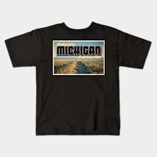 Greetings from Michigan - Vintage Travel Postcard Design Kids T-Shirt